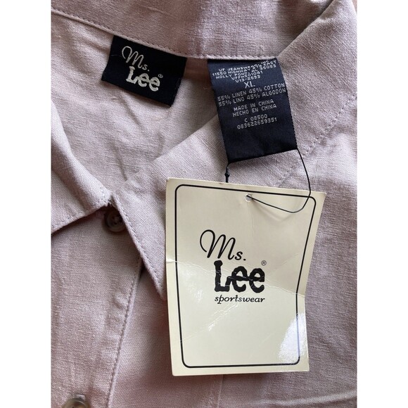 Vintage Ms Lee Linen Blend Tan Sleeveless Button Up Women's XL Minimalist Beachy - Picture 6 of 6